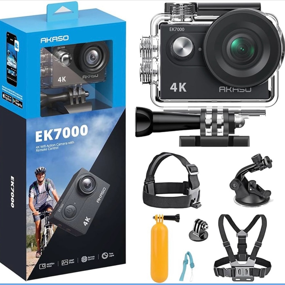SOLD AKASO EK7000 Wi- Fi Action Camera 20MP Ultra‎ HD Underwater Accessory Kit
